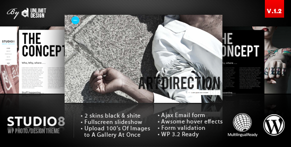 Studio8 - A Creative Minimalist WordPress Theme - ThemeForest Item for Sale