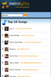 metrolyrics mobile site