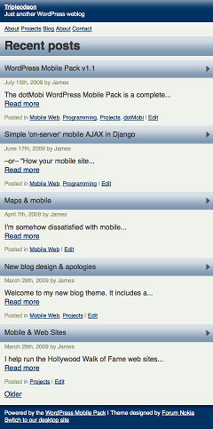 WordPress Mobile Pack friendly