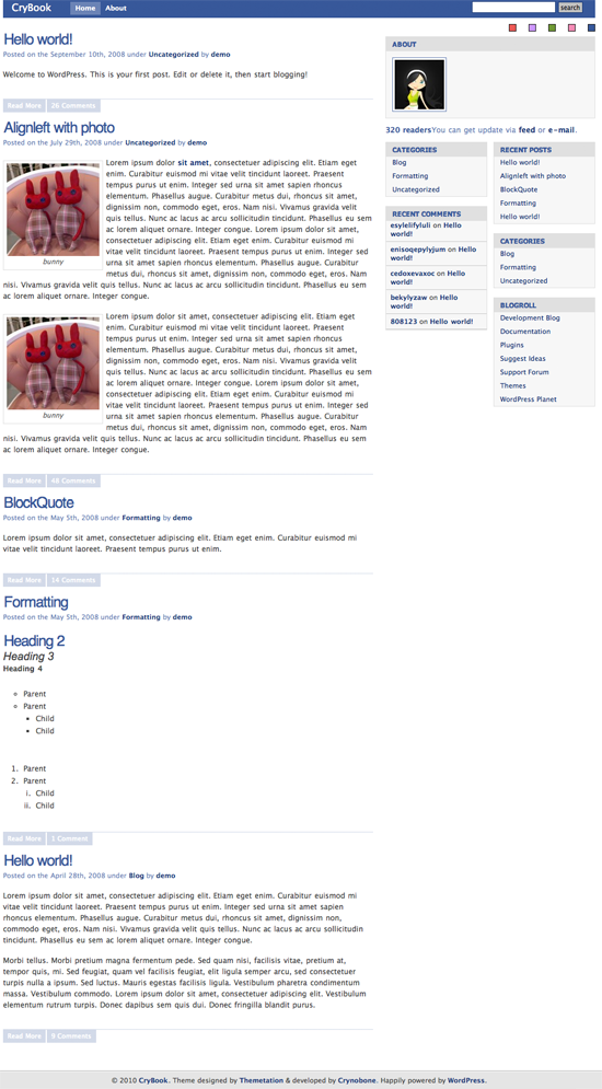 Crybook WordPress Theme
