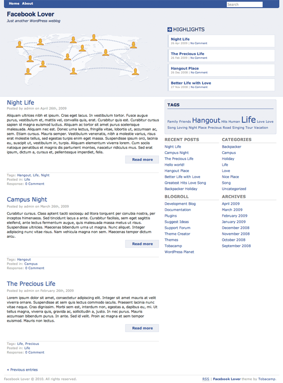 Facebook Lover WordPress Theme