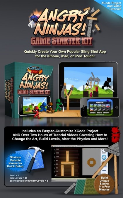  Angry Ninjas Sling Shot Game Starter Kit for iOS 