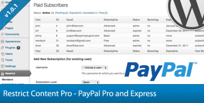  Restrict Content Pro - PayPal Pro and Express 