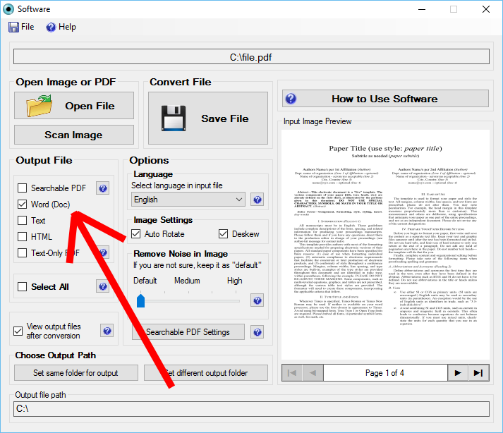 Select Output Format