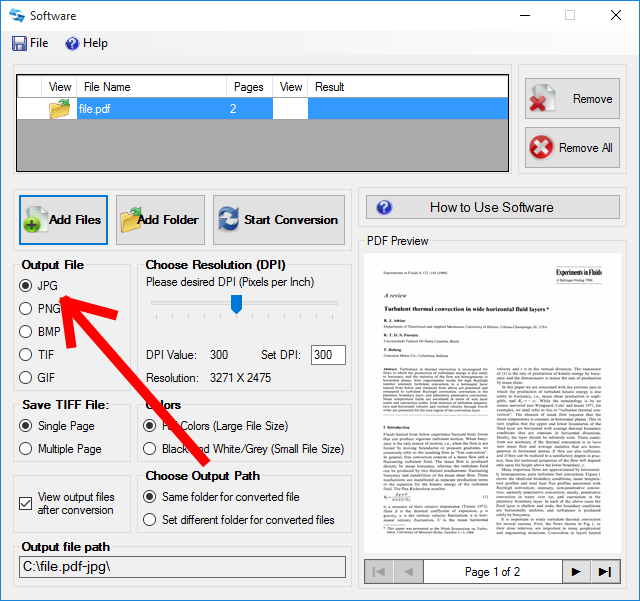 Select Output Format